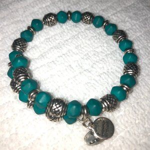 Alix and Ani Teal and Silver Beads - Wrap Bracelet